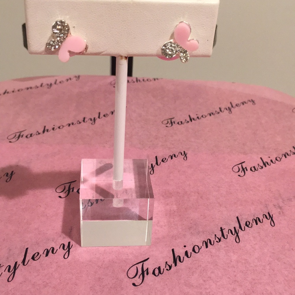 Pink and Silver Stud Earrings.